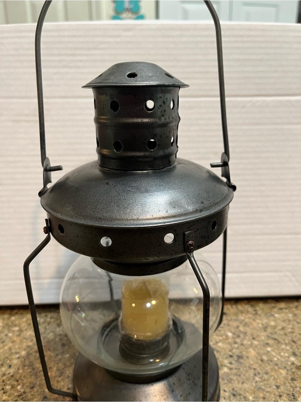 Vintage Lantern With Glass Orb Shade - Picture 3 of 9